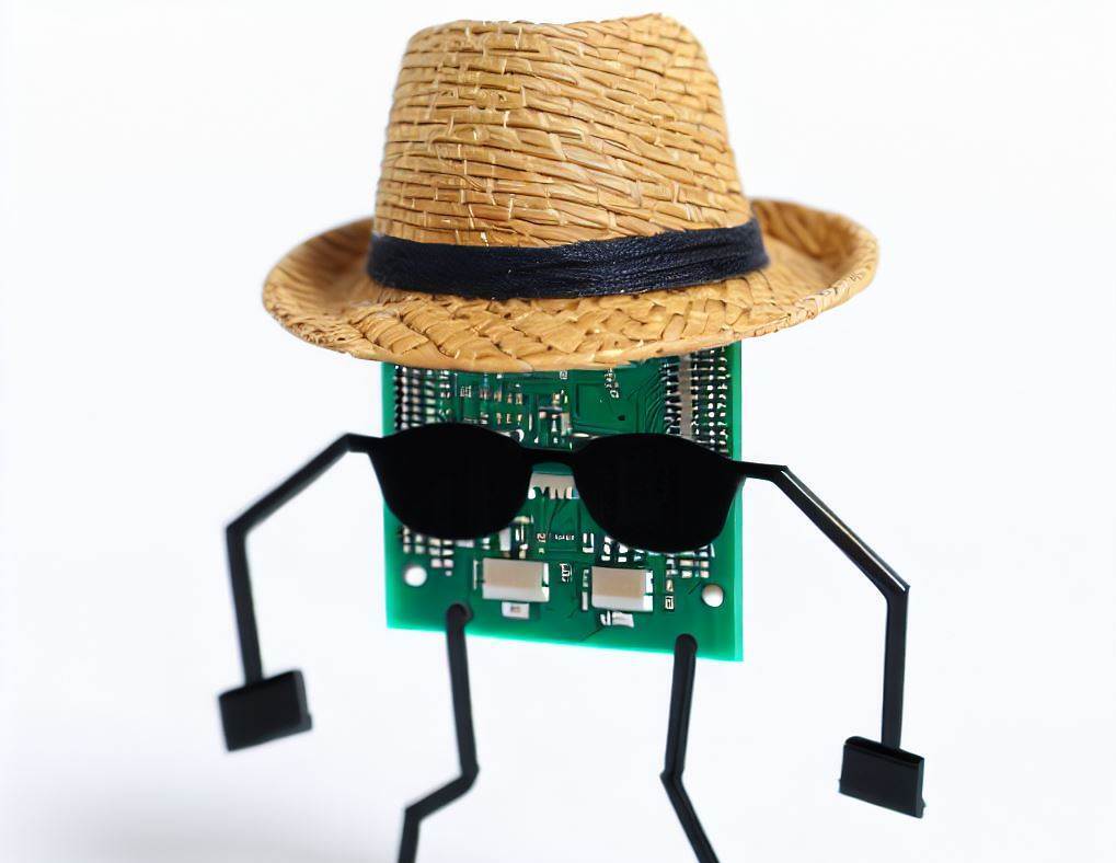 Trending PCB - Printed circuit board wearing a hat and shades
